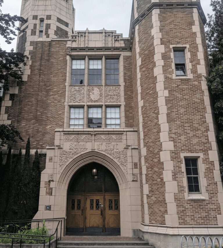 The castle-like exterior of the School of Art