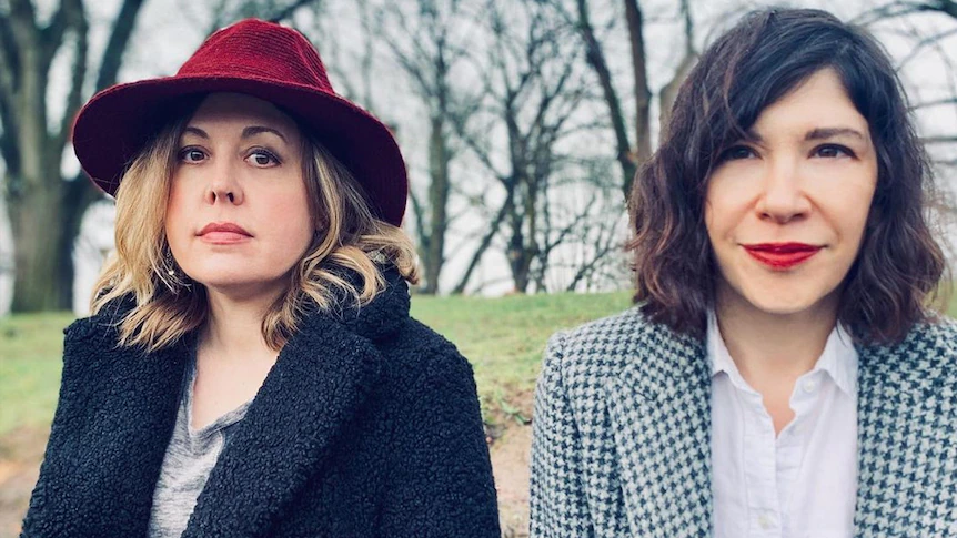 A photo of the two leads in Sleater Kinney