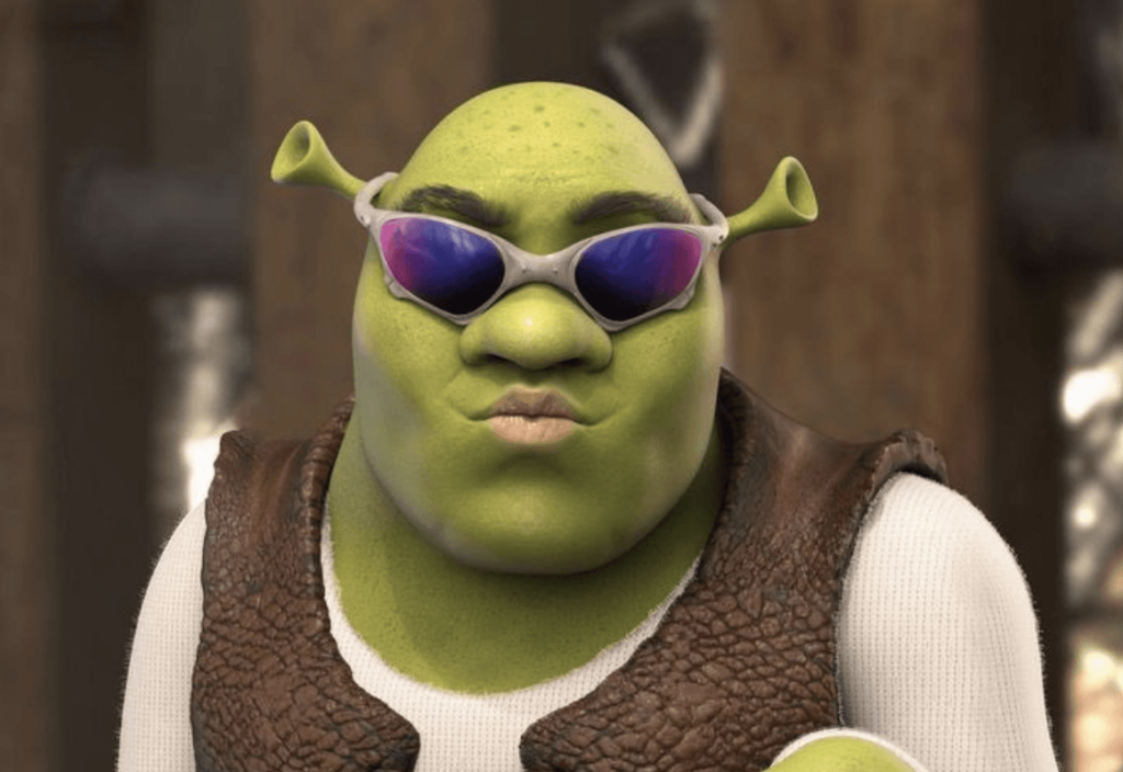 A meme of Shrek looking sickening