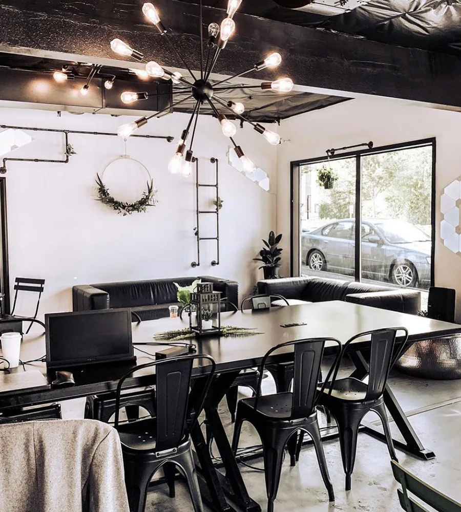 The interior of Evoke Espresso, with lots of open seating options