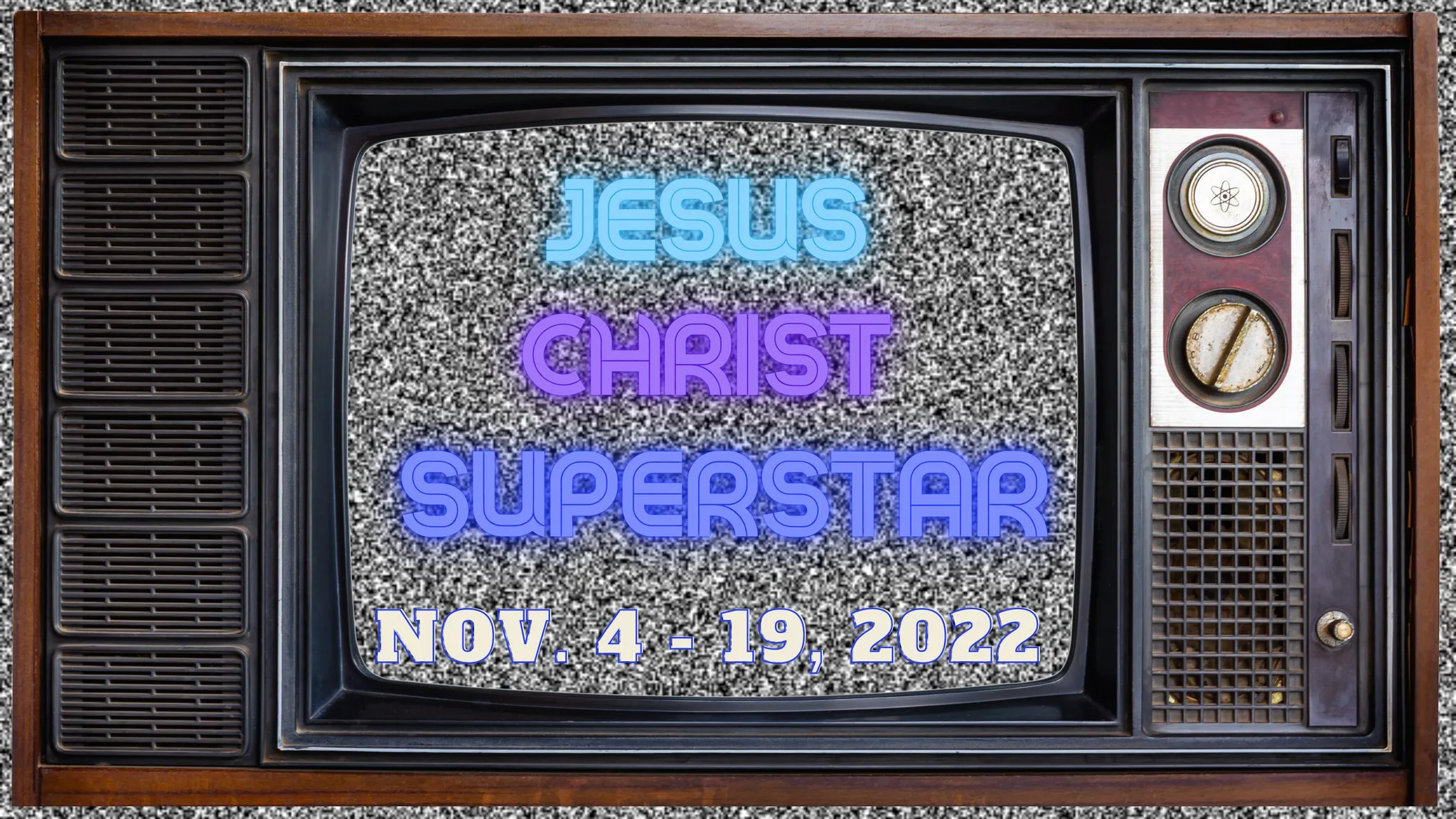 Jesus Christ Superstar Title in television screen with static