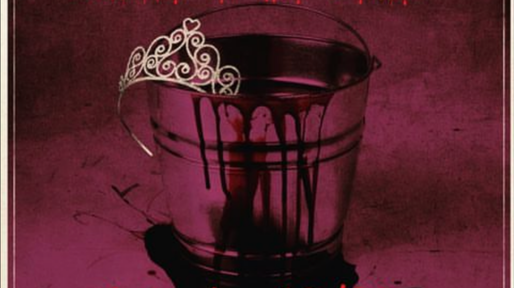 Carrie movie poster of a tiara in a bucket of blood