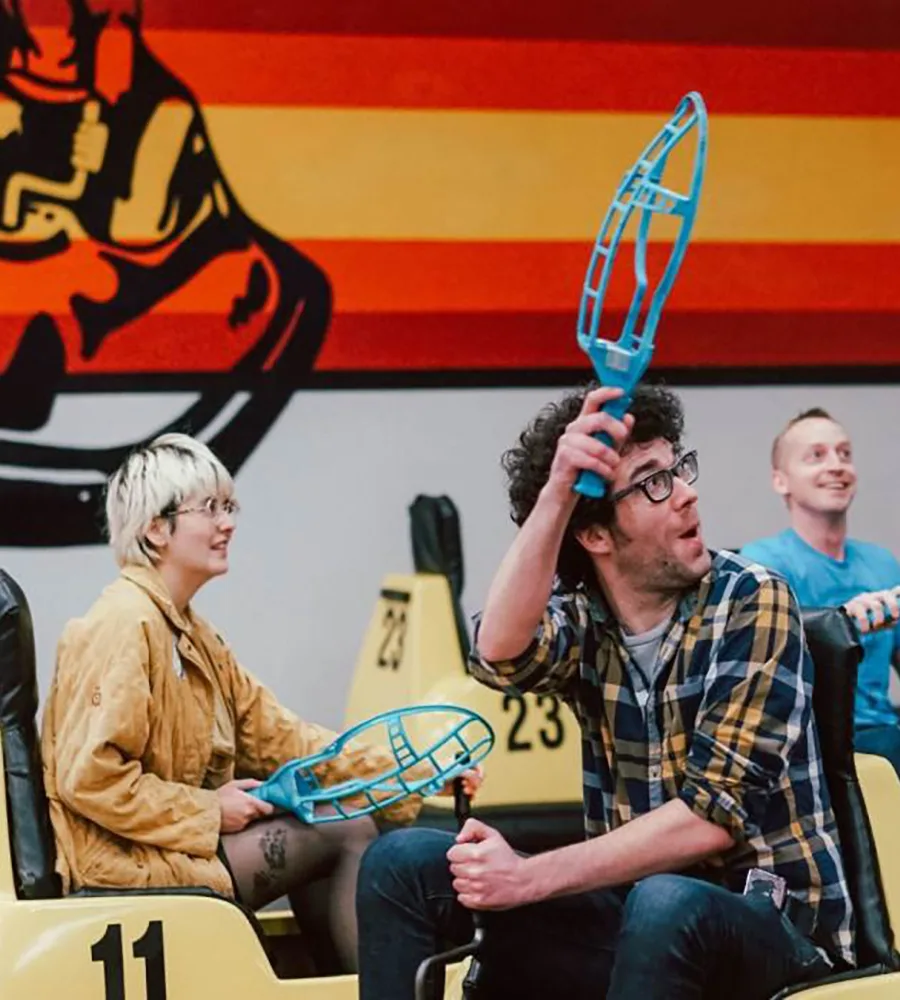 A group of people playing WhirlyBall