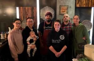 New owners Joe and Lucy Ye pose with Kedai Makan founders Kevin Burzell and Alysson Wilson