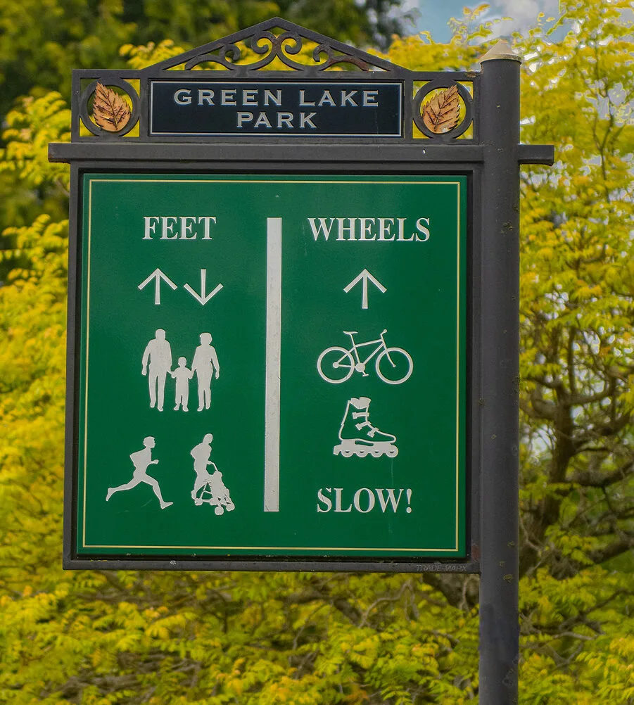 Signage around Green Lake Park, Seattle, Washington
