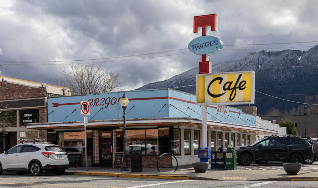 The store front of Twede's Cafe in North Bend, Washington