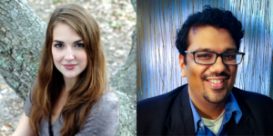 Two images edited next to each other. One the left is Rachel Nuwer with Dr. Sunil Kumar Aggarwal on the right.