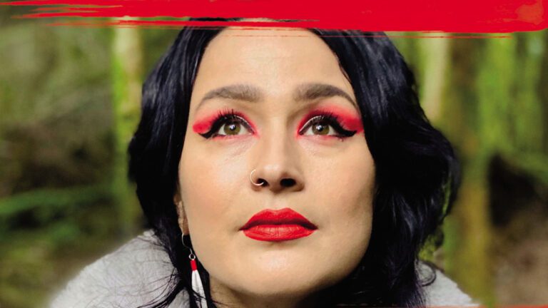 Sasha taqʷšəblu LaPointe on the cover of her book "Red Paint"