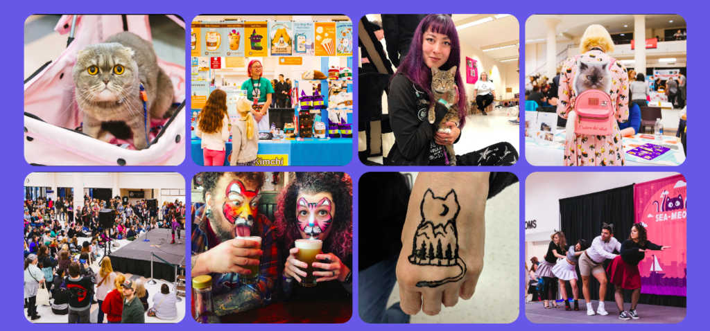 A collage of photos from Sea-Meow Convention