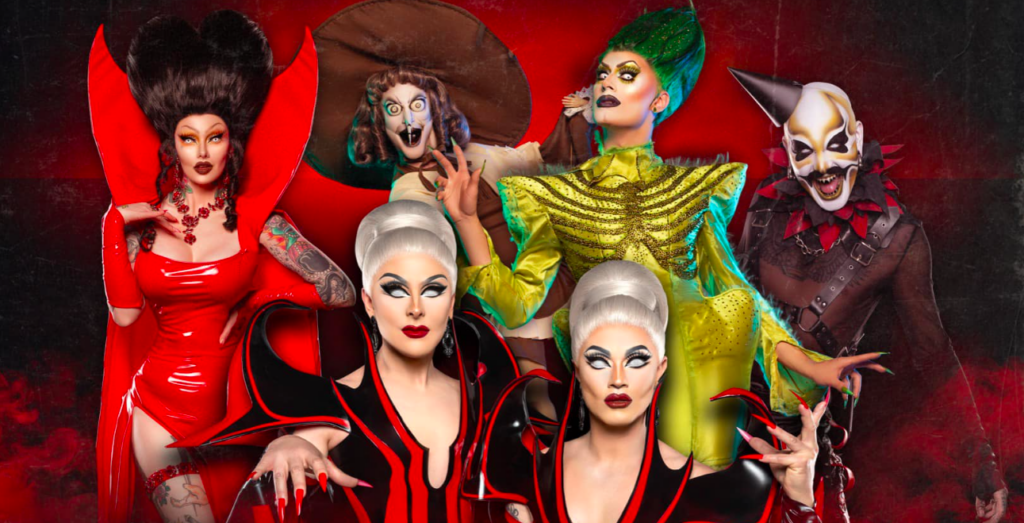 The Queens of Darkness the Boulet Brothers along with Victoria Black (Titans Winner), Dahli (S4 Winner), Sigourney Beaver, and Abhora promoting a one-night only horror spectacular to remember.