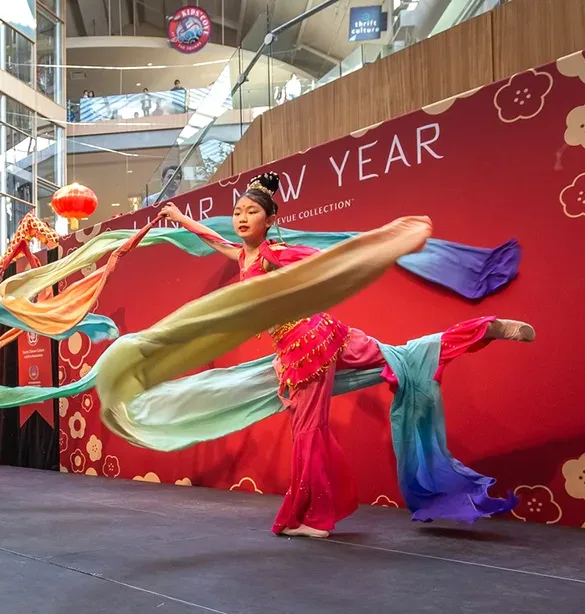 A person performs at Lunar New Year at Bellevue Square.