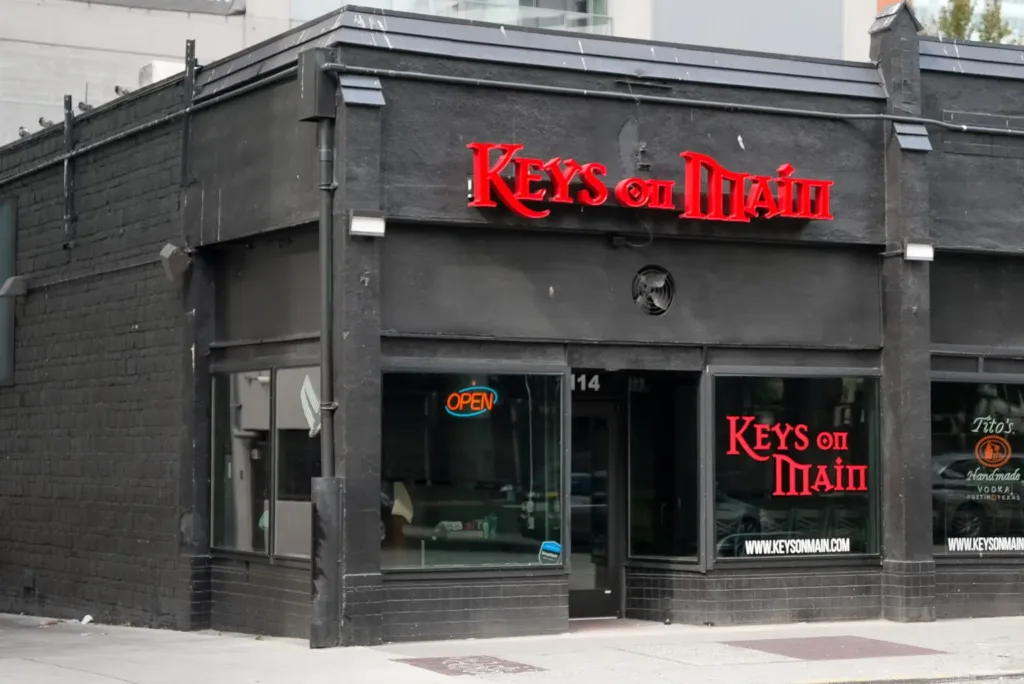 The exterior of the former location of Rebar in Downtown Seattle / the Denny Triangle neighborhood. It's now "Keys on Main."