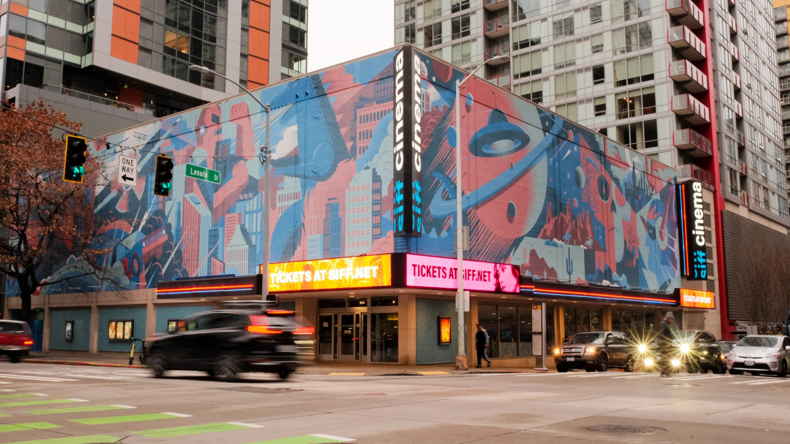 The exterior of SIFF Cinema Downtown, formerly known as Cinerama.
