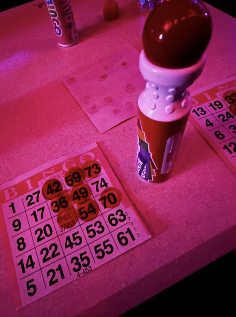 A dauber and a bingo sheet at the Banarof in Greenwood, Seattle, during Monday Night Bingo.