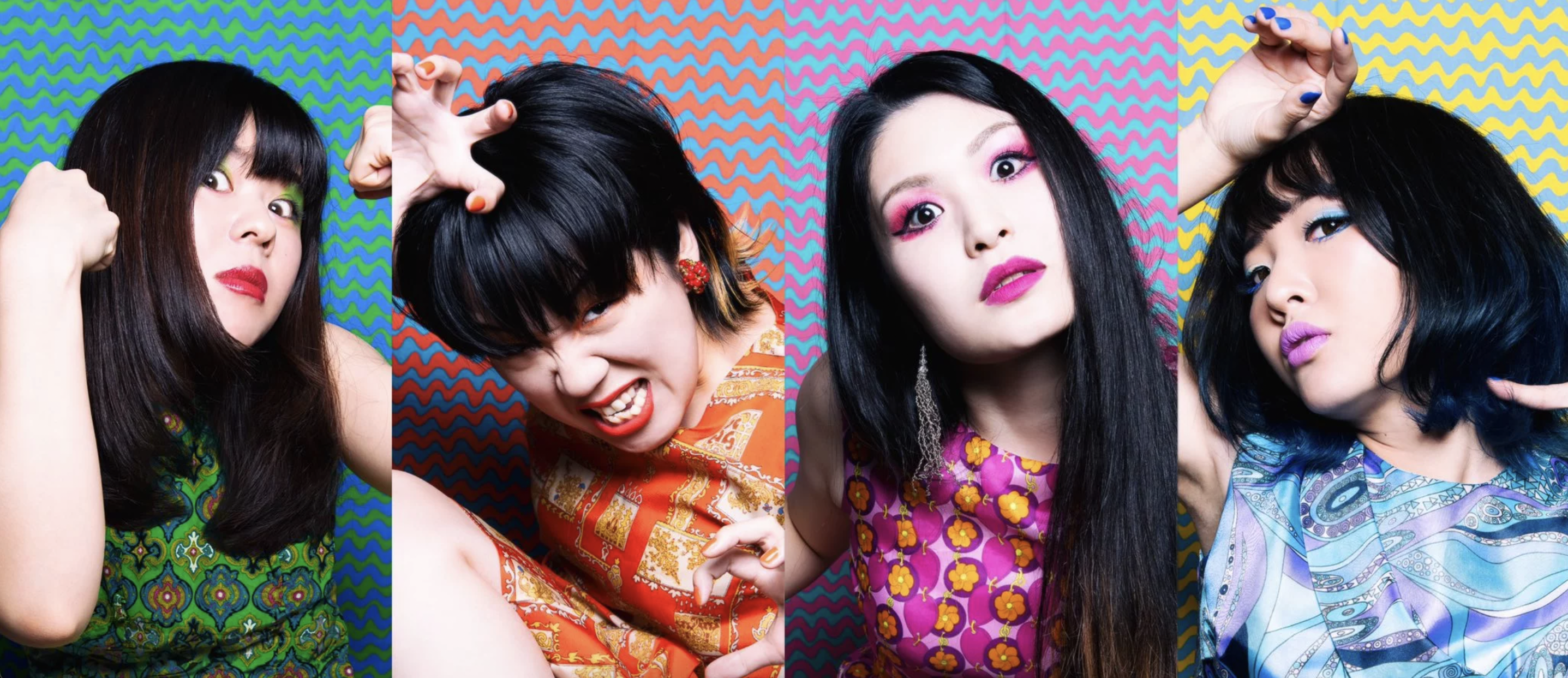 The four leading members of Otoboke Beaver in a colorful promotional shot