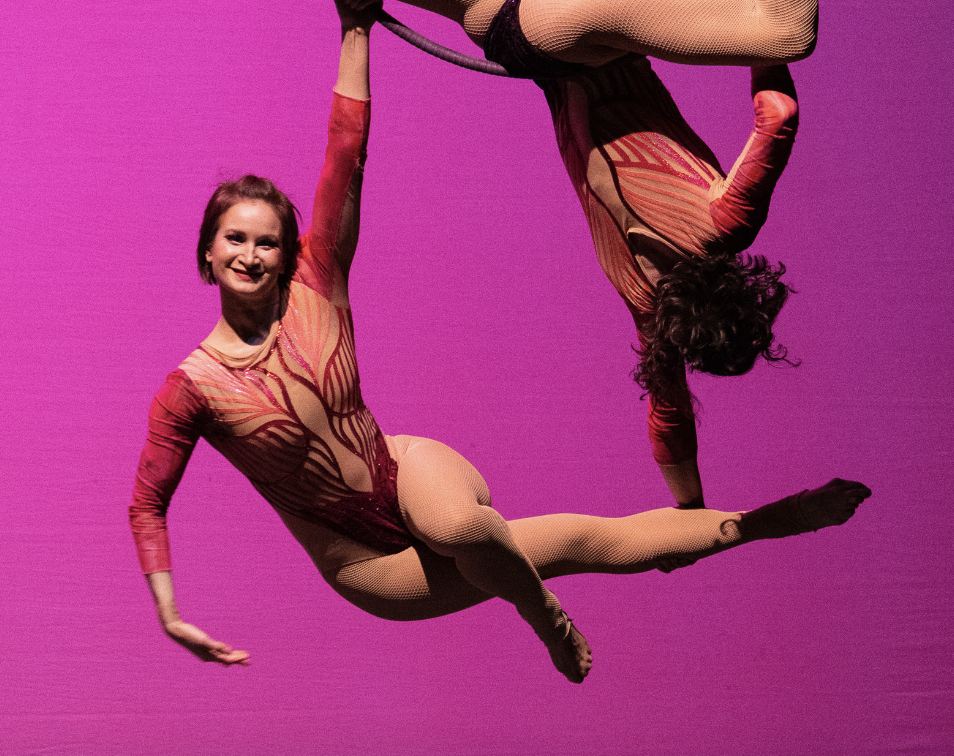 Two aerialist performers at Moisture Festival in Seattle, Washington