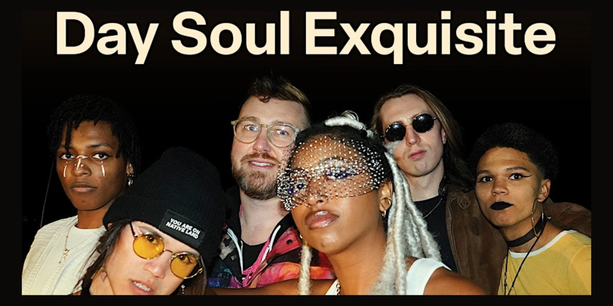 A band photo featuring six members of Day Soul Exquisite in Seattle, WA