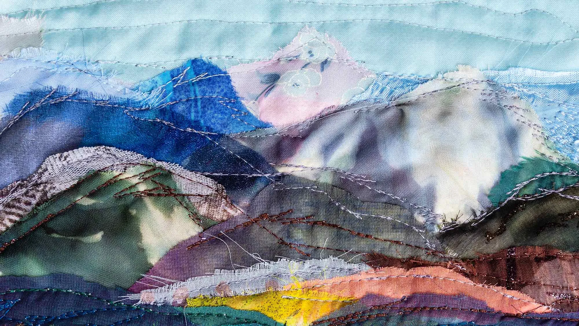 Colorful quilt of a mountain