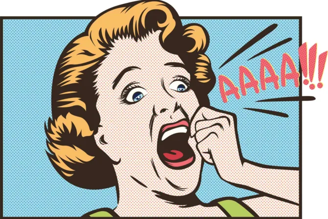 Vintage cartoon woman screaming