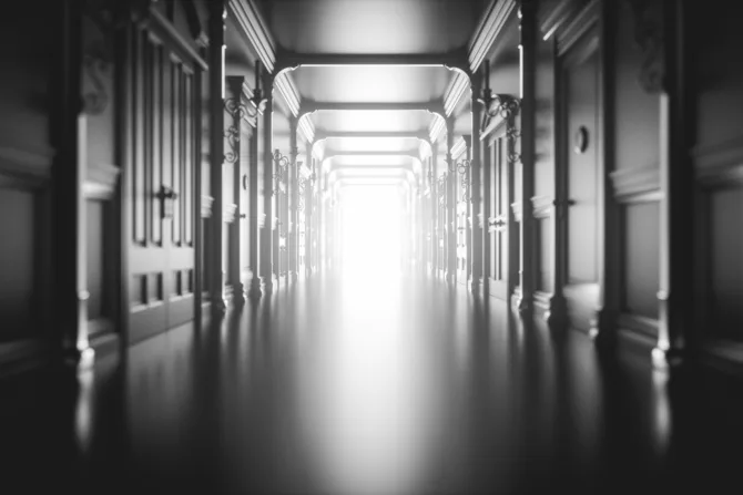Dark spooky hallway