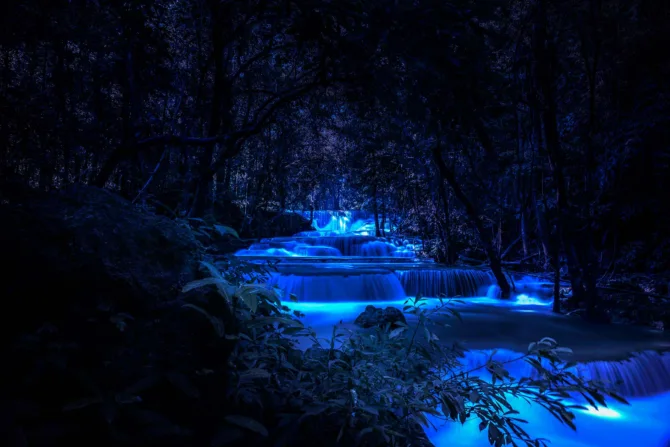 Glowing waterfall