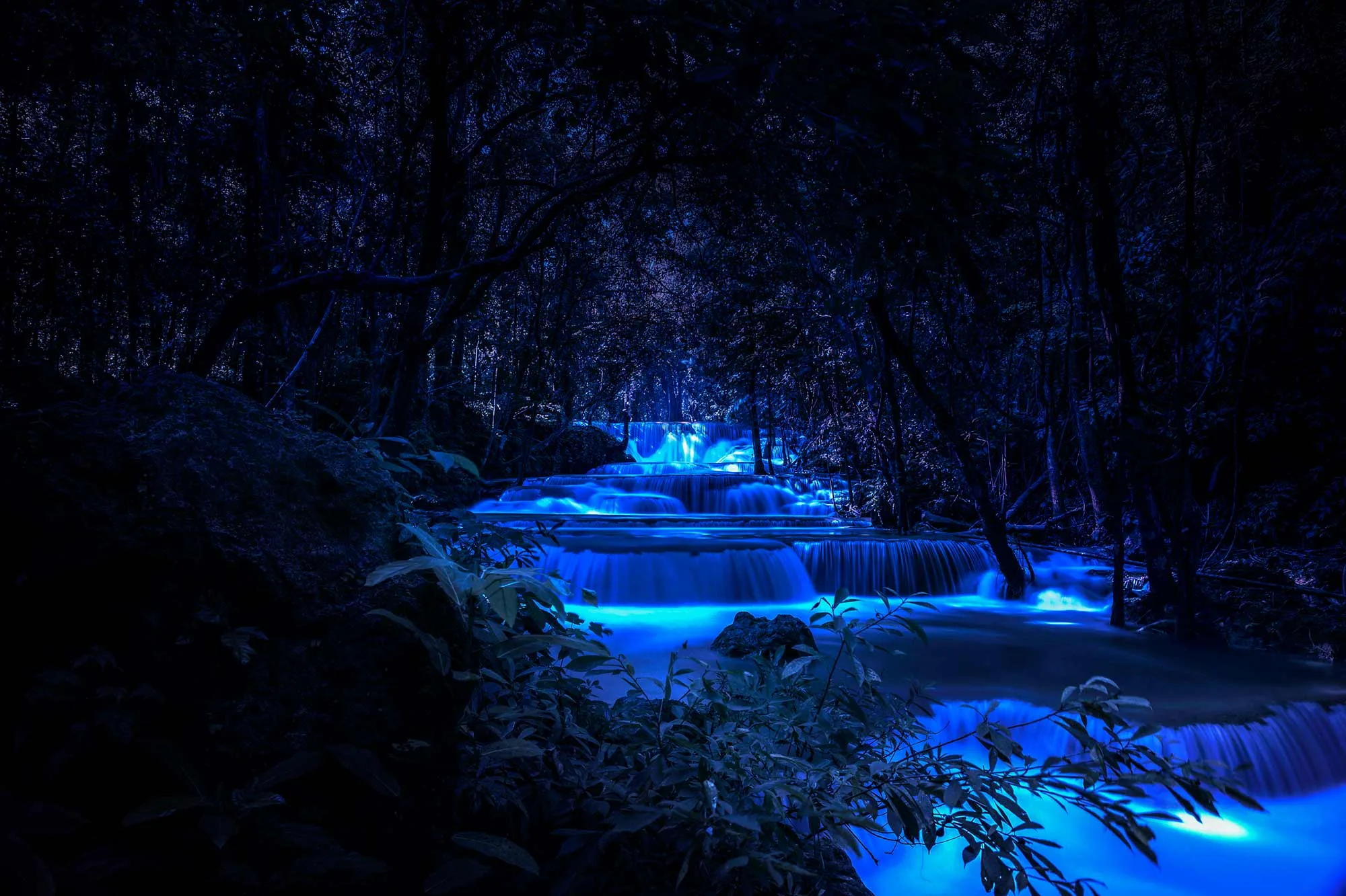 Glowing waterfall