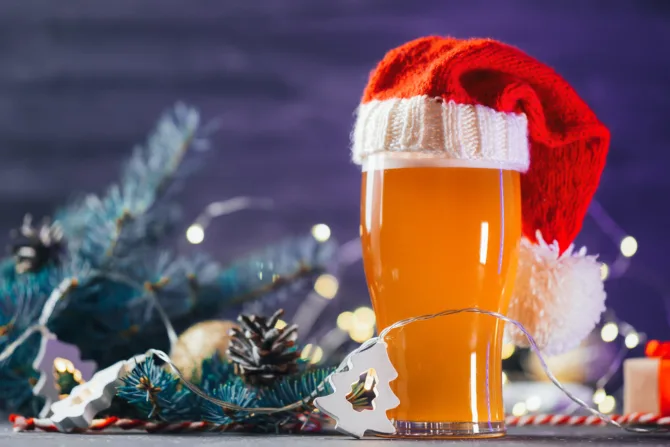 Holiday beer in a hat