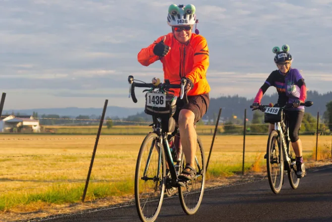 Two women on bicycles