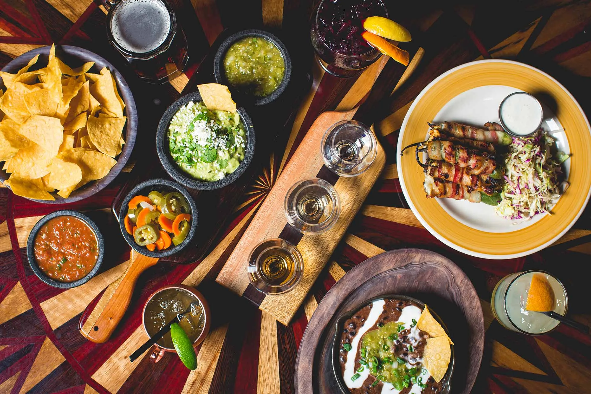 Handcrafted Mexican food spread