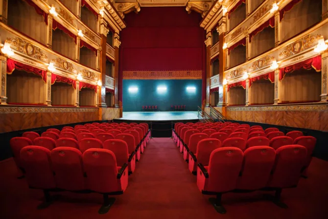 Theater curtain and stage