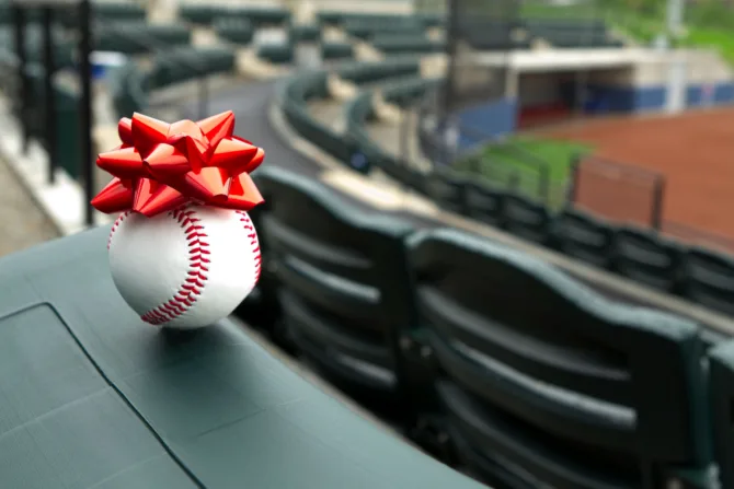 Baseball with a bow on it