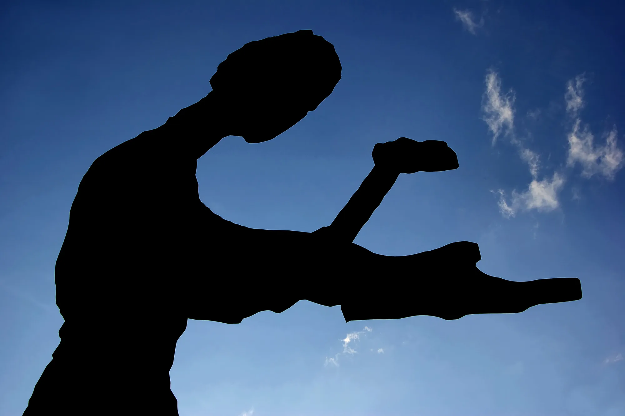 Sculpture of a man outside of SAM