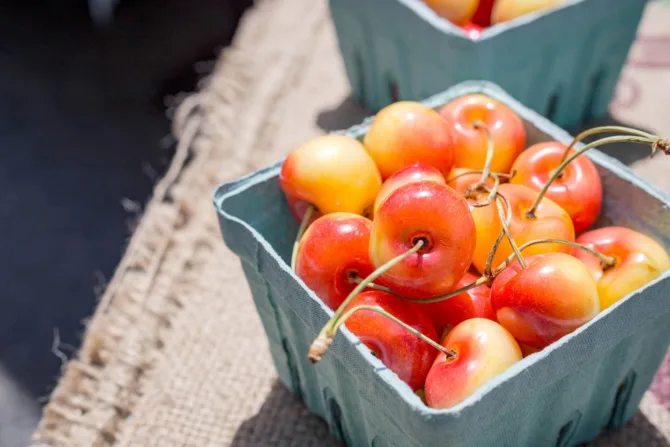 Cherries in a small carton