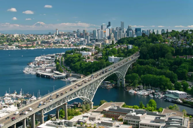 Aerial view of the Aurora Bridge