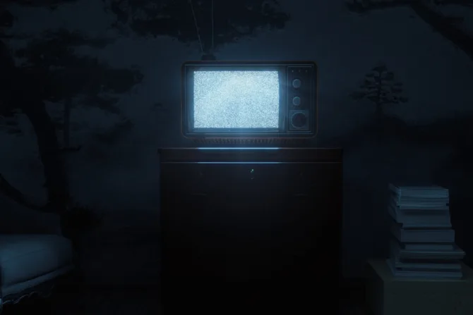 Spooky old static TV