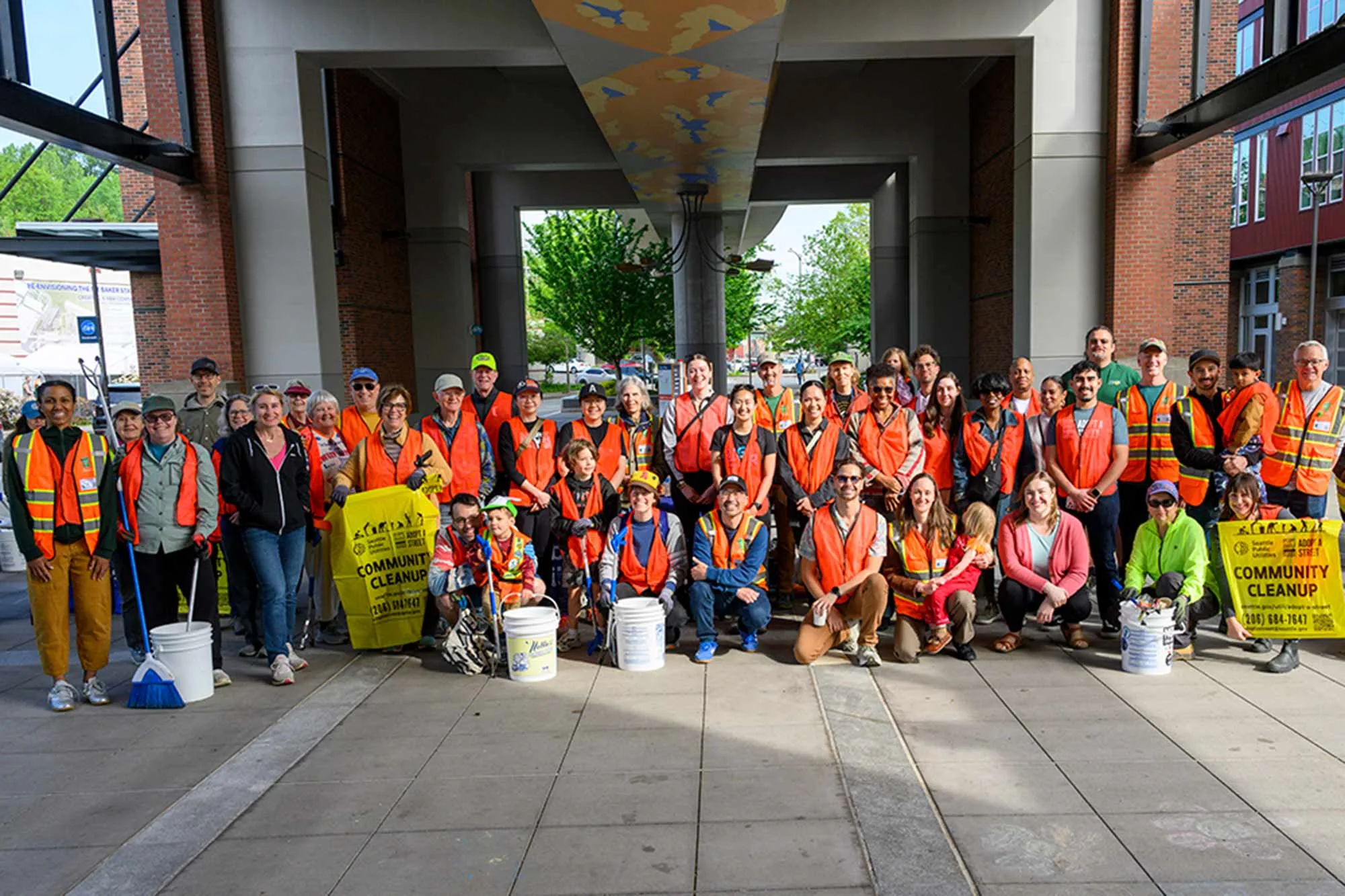 Group of neighbors at a cleanup day in South Seattle.